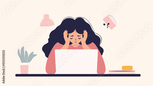 Upset Character in Despair: Emotional Illustration Depicting Sadness and Depression