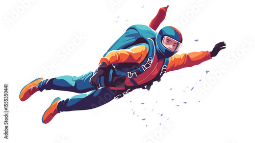 Skydiver Floating in Air - Professional Extreme Sports Sky Jumper Parachuting Photography