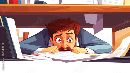 Exhausted Office Worker on the Verge of Burnout - Professional Image for Business, Stress, and Mental Health Concepts