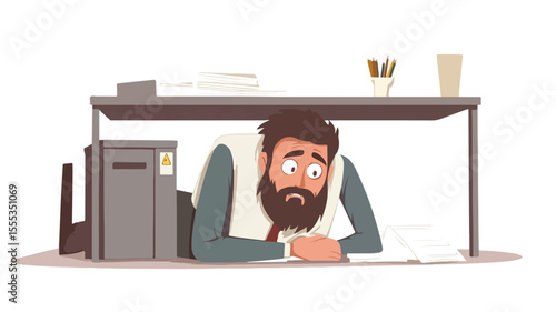 Stressed Out Office Worker Facing Burnout and Depression in Workplace
