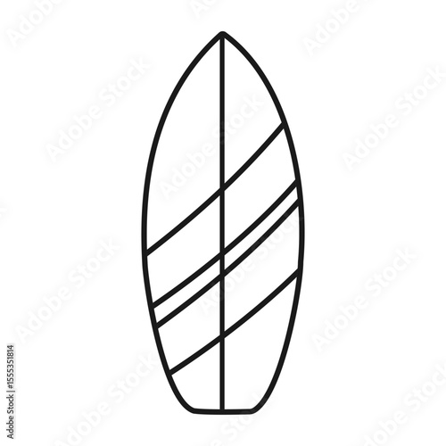 Surfboard beach surf vector illustration coloring page isolated on white background	