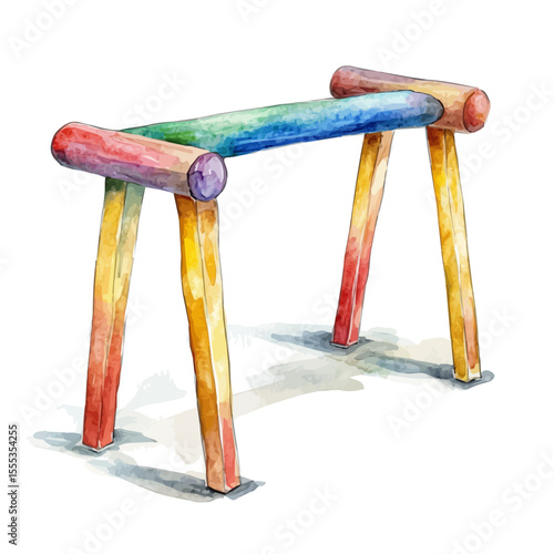 Parallel Bars, watercolor vector, isolated on a white background.