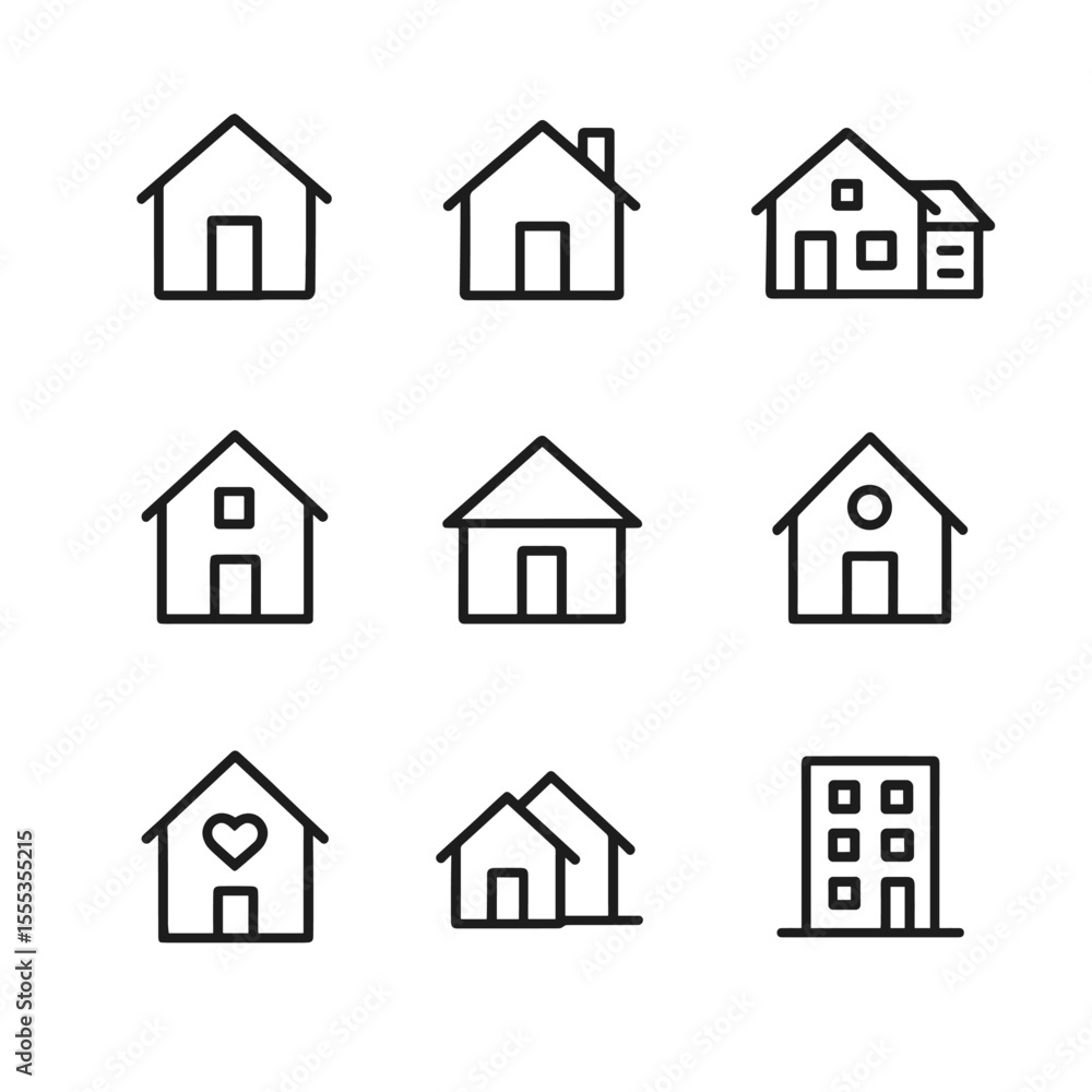 Premium home icons collection simple design. Outline symbols. Line design Premium home icons collection simple design. Outline symbols. Line design