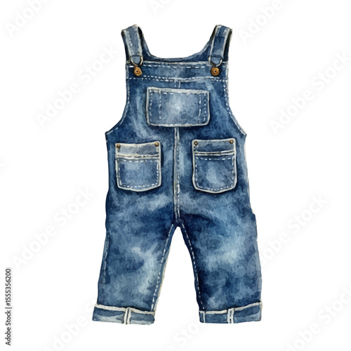 watercolor of Overalls, vector, isolated on a white background.
