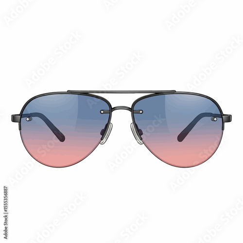 Rimless Gunmetal Aviator with Blue-Rose Gradient Lenses Sunglasses