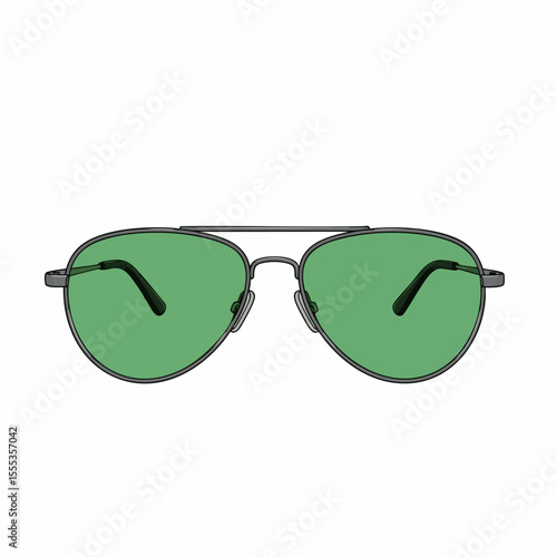 Rimless Gunmetal Aviator with Green Lenses Sunglasses