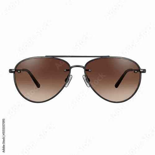 Rimless Gunmetal Aviator with Brown Lenses Sunglasses