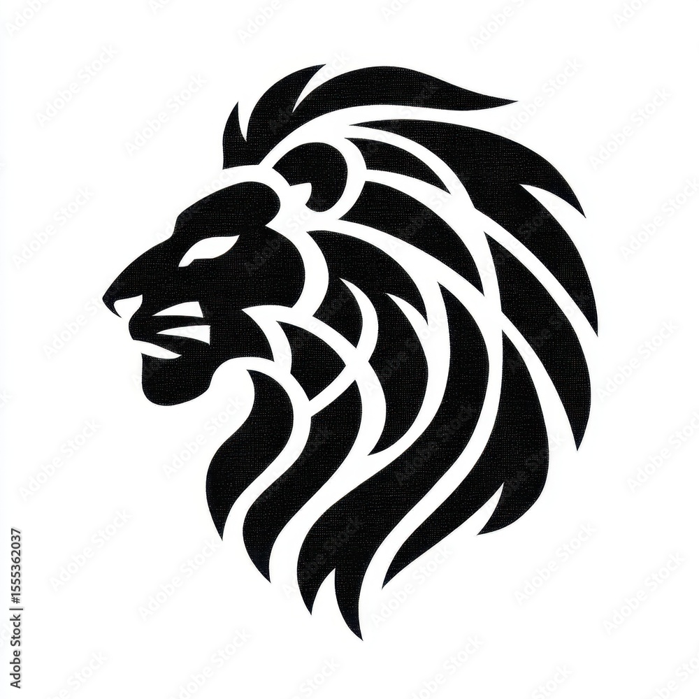 Fototapeta premium Black And White Tribal Lion Head Profile Tattoo Design