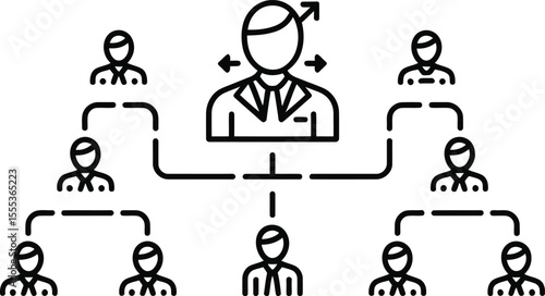 Black and White Icon of Hierarchical Business Structure