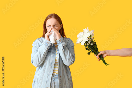 Allergic young woman and ha...