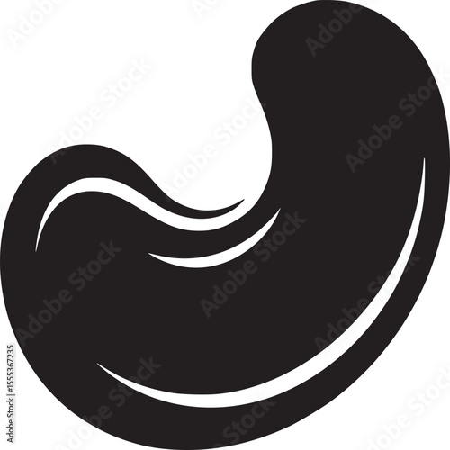 Isolated black cashew nut silhouette on a white background in a simple and clean vector design