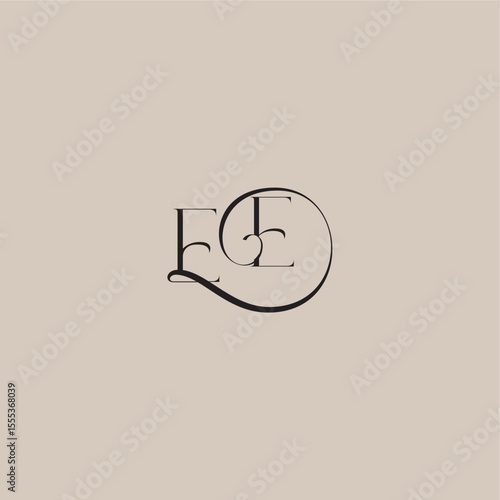 dinamyc curvy initial concept EE elegant and luxury style monogram wedding logo letter