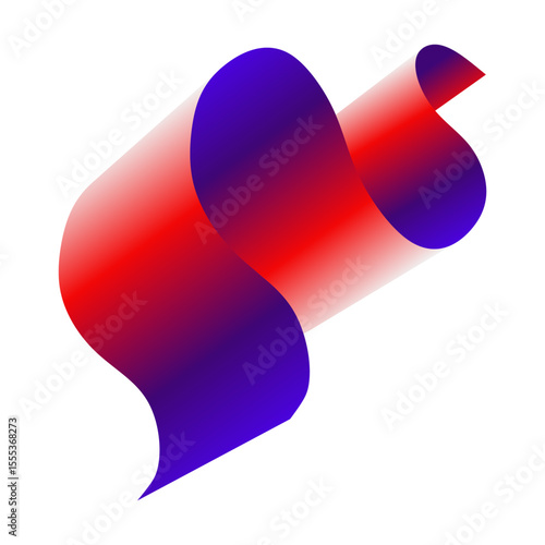 Abstract gradient ribbon shape in red and purple tones forming a dynamic wave with smooth curves