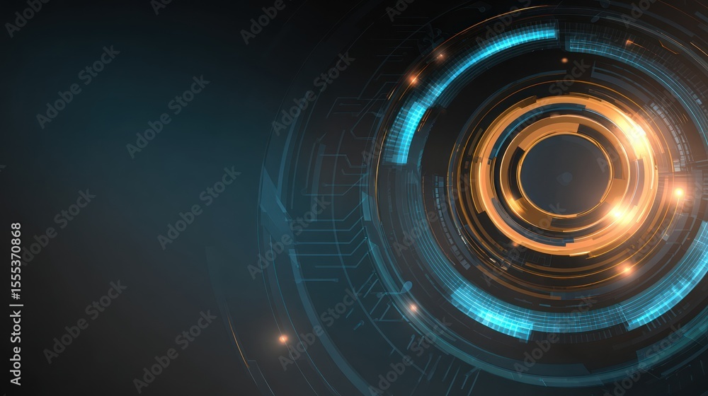 Tech circles, glowing rings, dark backdrop Tech circles, glowing rings, dark backdrop