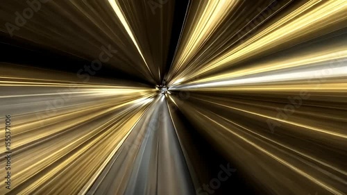 Wallpaper Mural Dynamic Abstract Light Speed Tunnel with Gold and Silver Lines on Black Background Torontodigital.ca