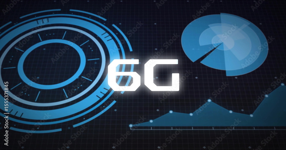 Image of futuristic 6G technology with digital radar and data visualization Image of futuristic 6G technology with digital radar and data visualization