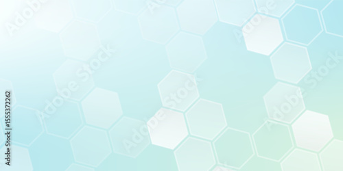 Abstract blue and white hexagon background. Futuristic digital hi-technology banner. Healthcare background. Vector