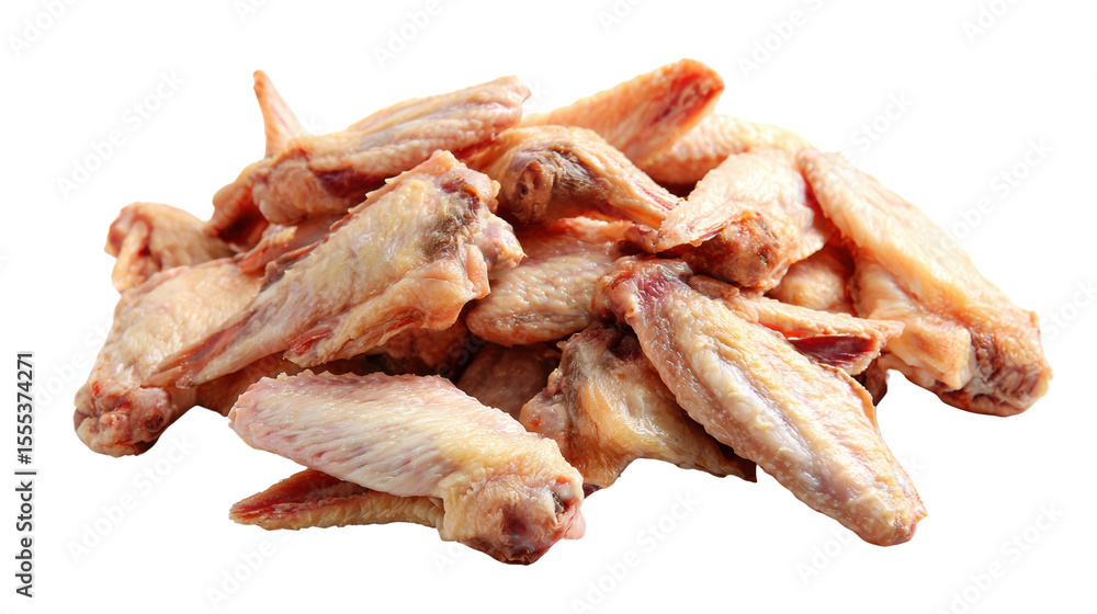 Naklejka premium Pile of delicious chicken wings on a white isolated background.