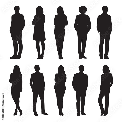 Business people silhouettes vector illustration for presentations and graphic design projects assets stock image