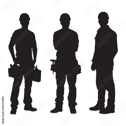 Construction workers silhouette vector image for builders contractors and handyman services vector art