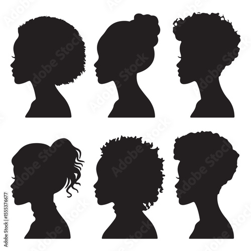 African american women hairstyles silhouette vector illustration black hair styles beauty salon design element
