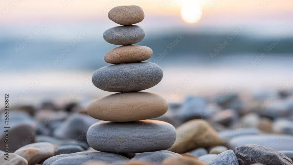 Balanced stones reaching for the sunset sky Balanced stones reaching for the sunset sky