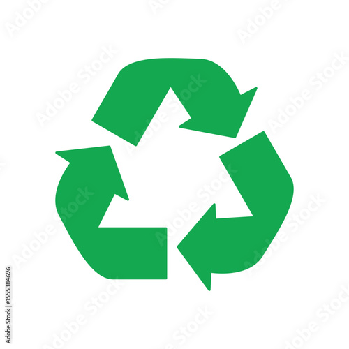 Recycling Icon Green Vector, Environmental Sustainability Symbol.