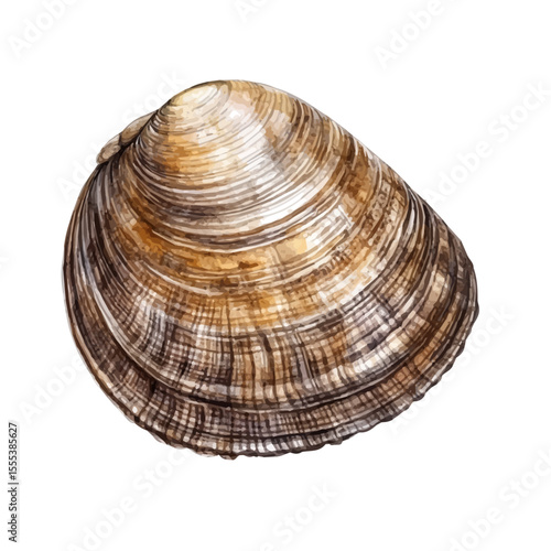 watercolor vector of Mollusk, isolated on a white background.