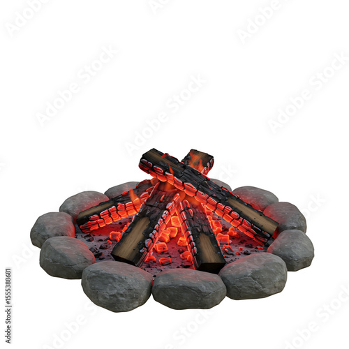 Dying Campfire Faint Red Embers