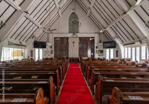 Photography Bright red carpet leads to the altar in St