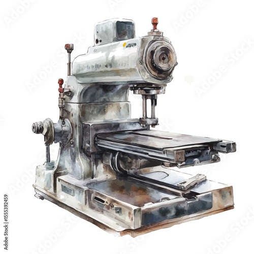 watercolor of Milling Machines, vector, isolated on a white background.
