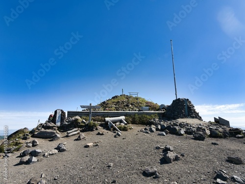 Heavenly Spear of Takachiho Peak – Sacred Shinto Symbol under Blue Sky