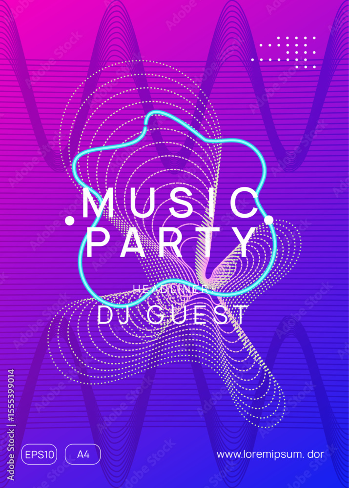 Fototapeta premium Sound Event. Electronic Audio Invitation. Green Discotheque Magazine. Fest Flyer. Dj Electro Graphic. Festival Cover. Violet Music Design. Pink Sound Event
