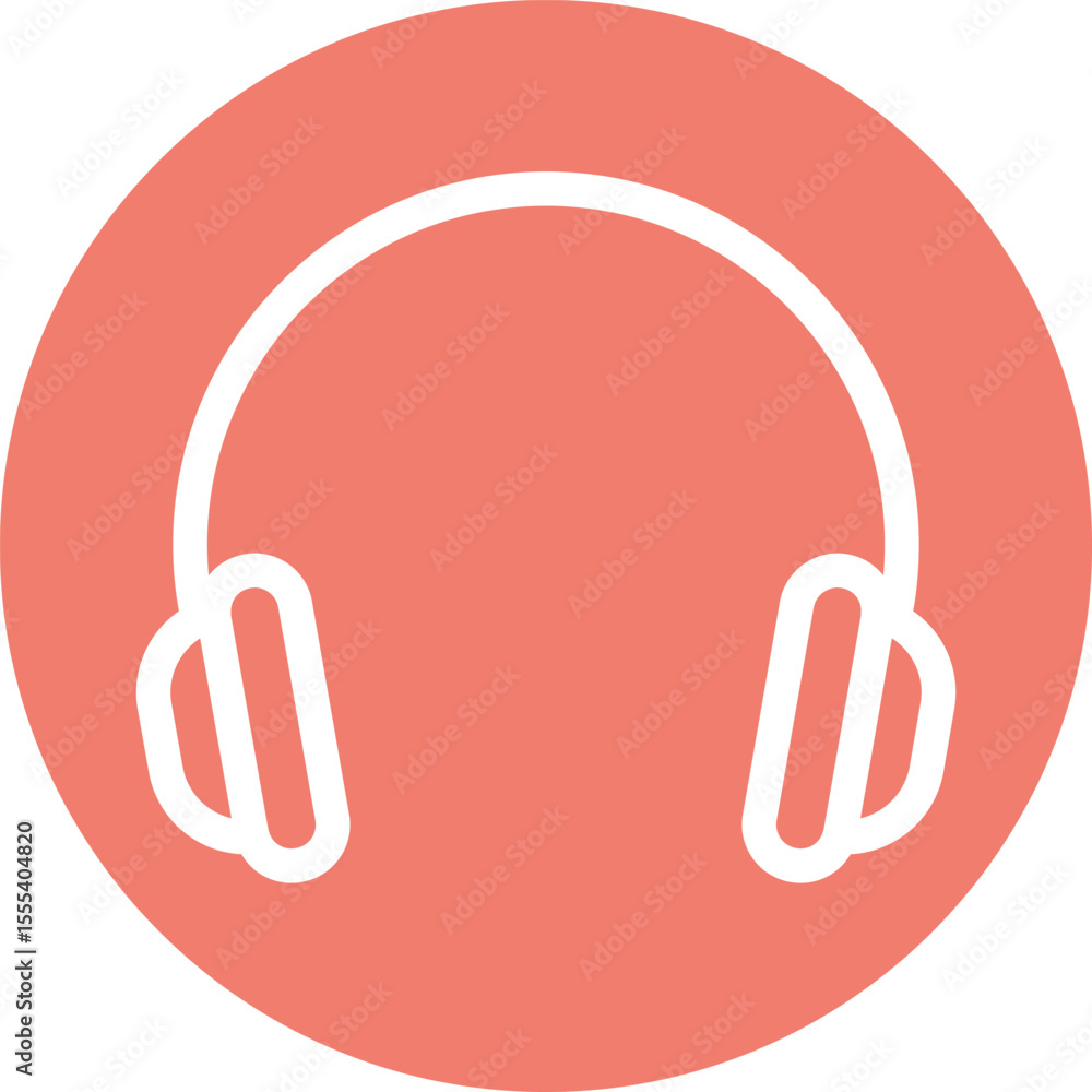 Orange Circle Background Headphones Illustration Design Orange Circle Background Headphones Illustration Design
