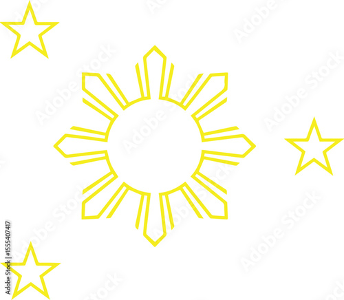 Philippines Flag Stars and Sun outline design eps  isolated on white background eps