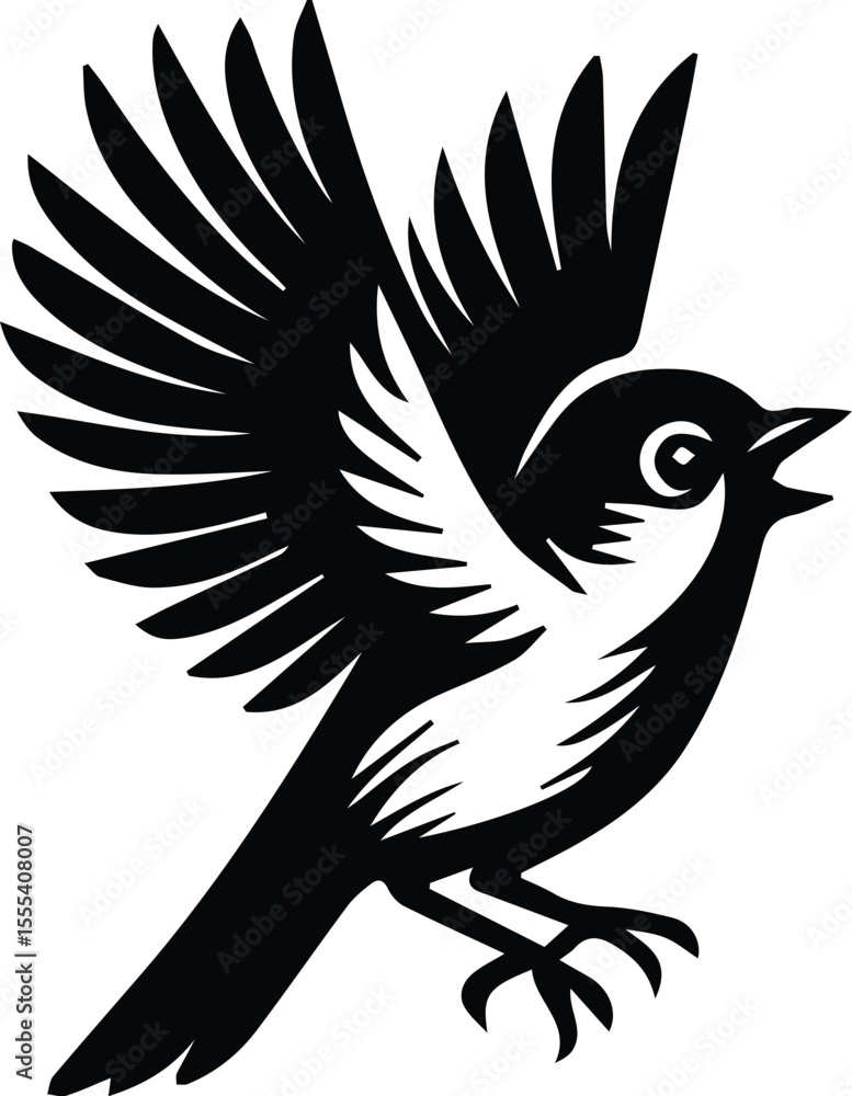 Fototapeta premium Flying Song Bird, Sparrow bird design isolated on white background eps