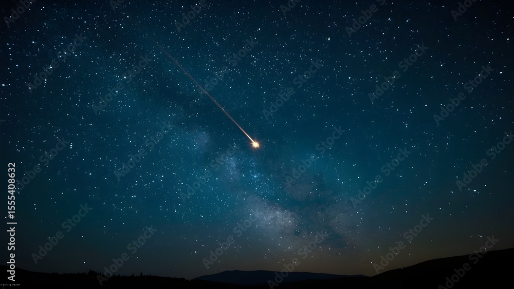 Naklejka premium Night Sky with Meteor – Ominous Sign of War and Destruction