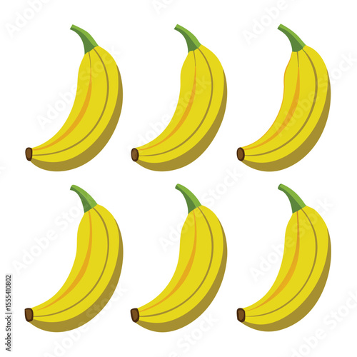 six plantain vegetable separately set  isolated  on white background