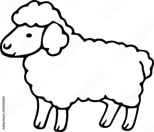 Cute cartoon sheep outline design isolated on white background eps