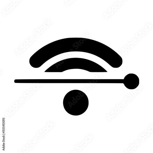 Abstract graphic design featuring curved lines and a horizontal bar with a circle, suggesting a stylized signal or connection.