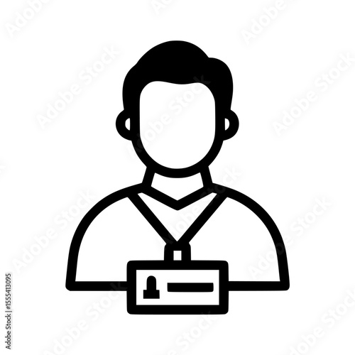 Icon depicting a person wearing a lanyard with an identification badge.