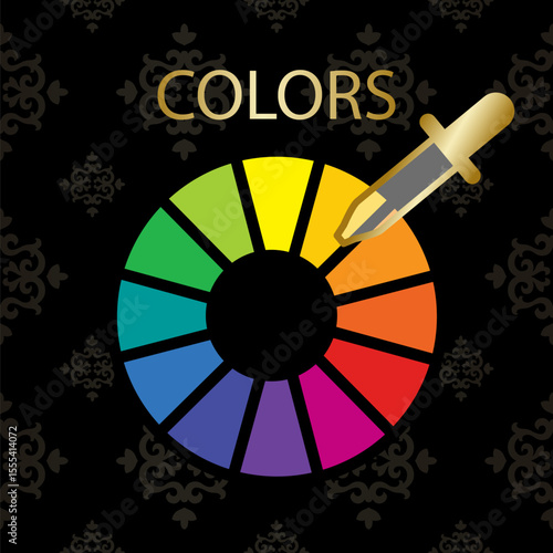Color wheel. Pipette color picker, warm and cool colors. Color theory