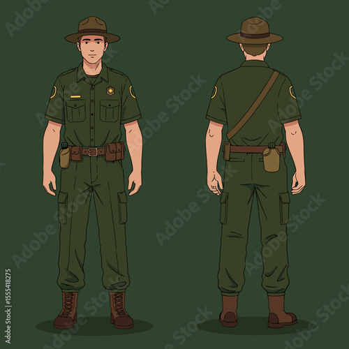RANGER UNIFORM DESIGN FOR MALE PARKS EMPLOYEE WITH HAT