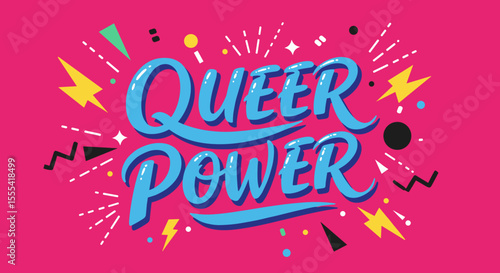 QUEER POWER: Empowering Art Print for LGBTQ+ Community Celebration, Colorful Design for Home or Office Decor