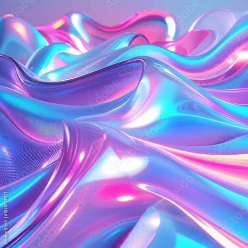 Wallpaper Mural Futuristic Holographic Waves in Neon Pastel Colors Torontodigital.ca