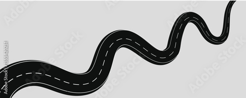 Flat roadway illustration isolated on a white background.	