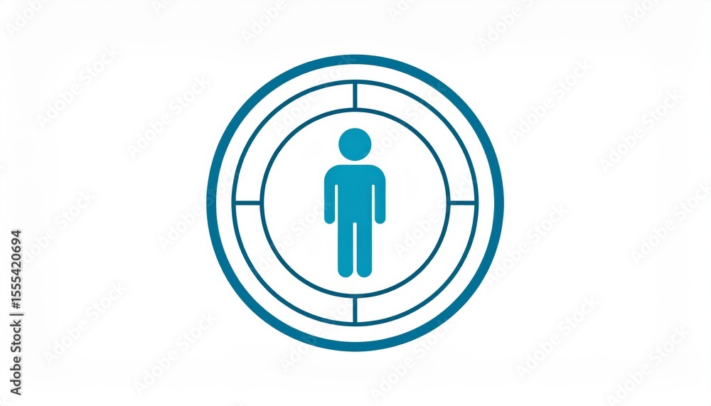 Blue circle man icon, a symbolic representation of user profile for digital platforms and modern applications Blue circle man icon, a symbolic representation of user profile for digital platforms and modern applications
