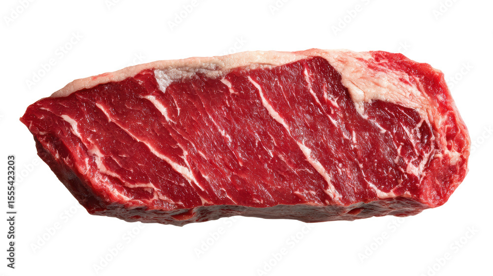 Obraz premium Fresh cut of beef on white isolated background, ideal for culinary use or meat market representation.