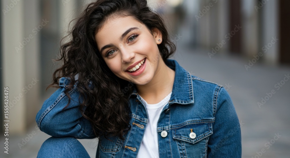 Fototapeta premium Young woman smiling outdoors