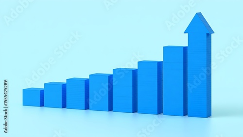 Free Download Blue Ascending Bar Graph Visualizing Growth, Progress, and Success - A 3D Render - GFXLoad
